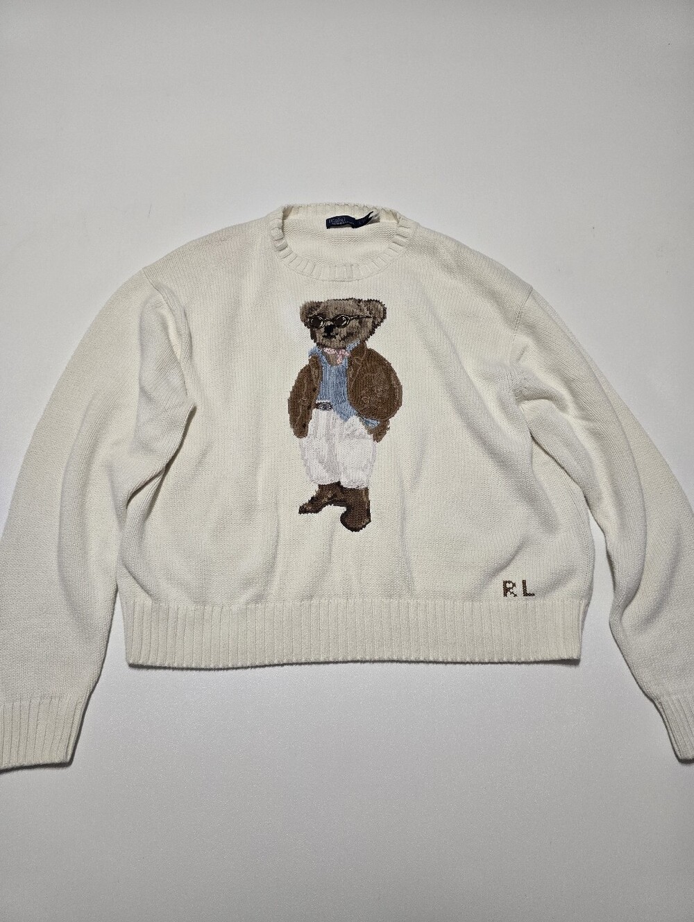 Polo Ralph Lauren Bear Long Sleeve Crew Neck Sweater Size L - Picture 2 of 12